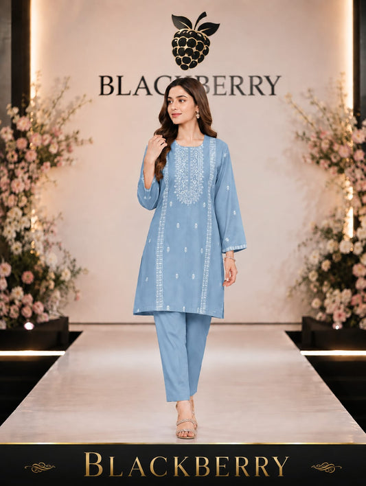 BLACKBERRY Premium Embroidered 2-Piece Suit for Women