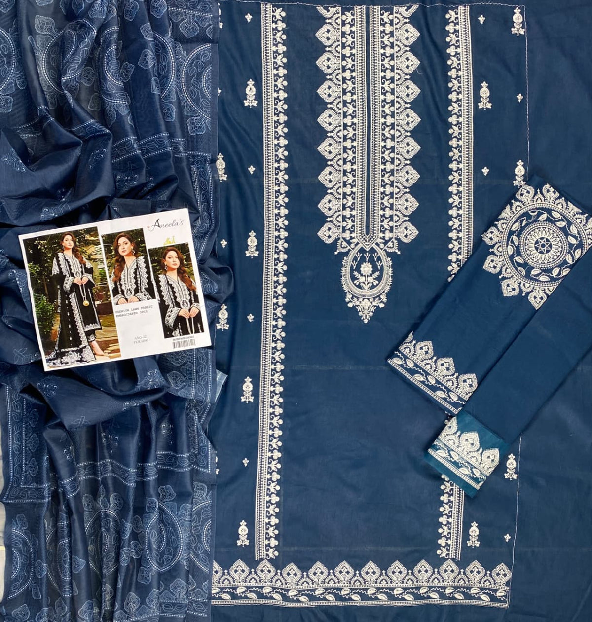 BRAND:*ANEELA'S* lawn embroidered hit code unstitced 3pc✓