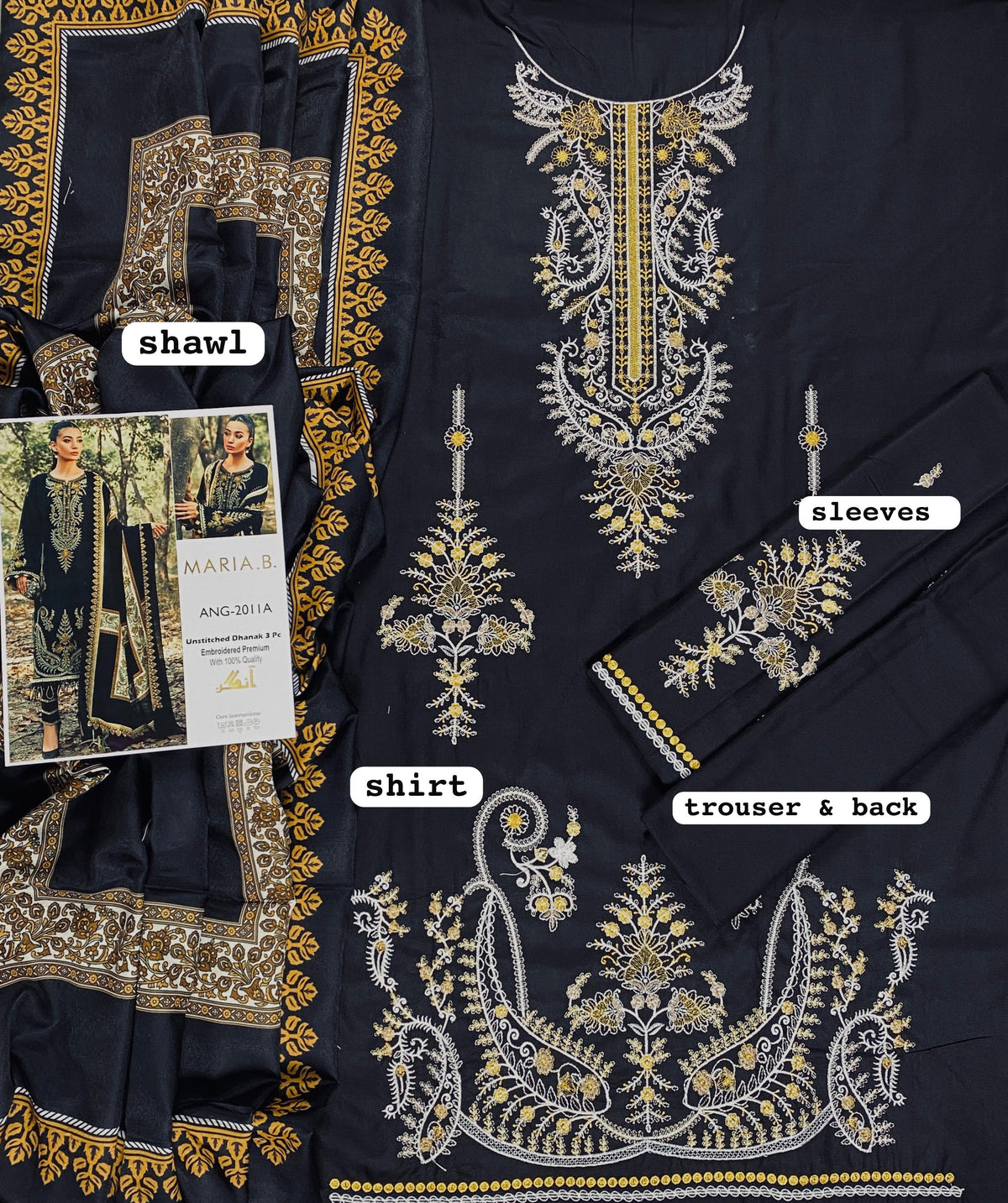 BRAND:*MARIA.B* dhanak embroidered hit code unstiched 3pc