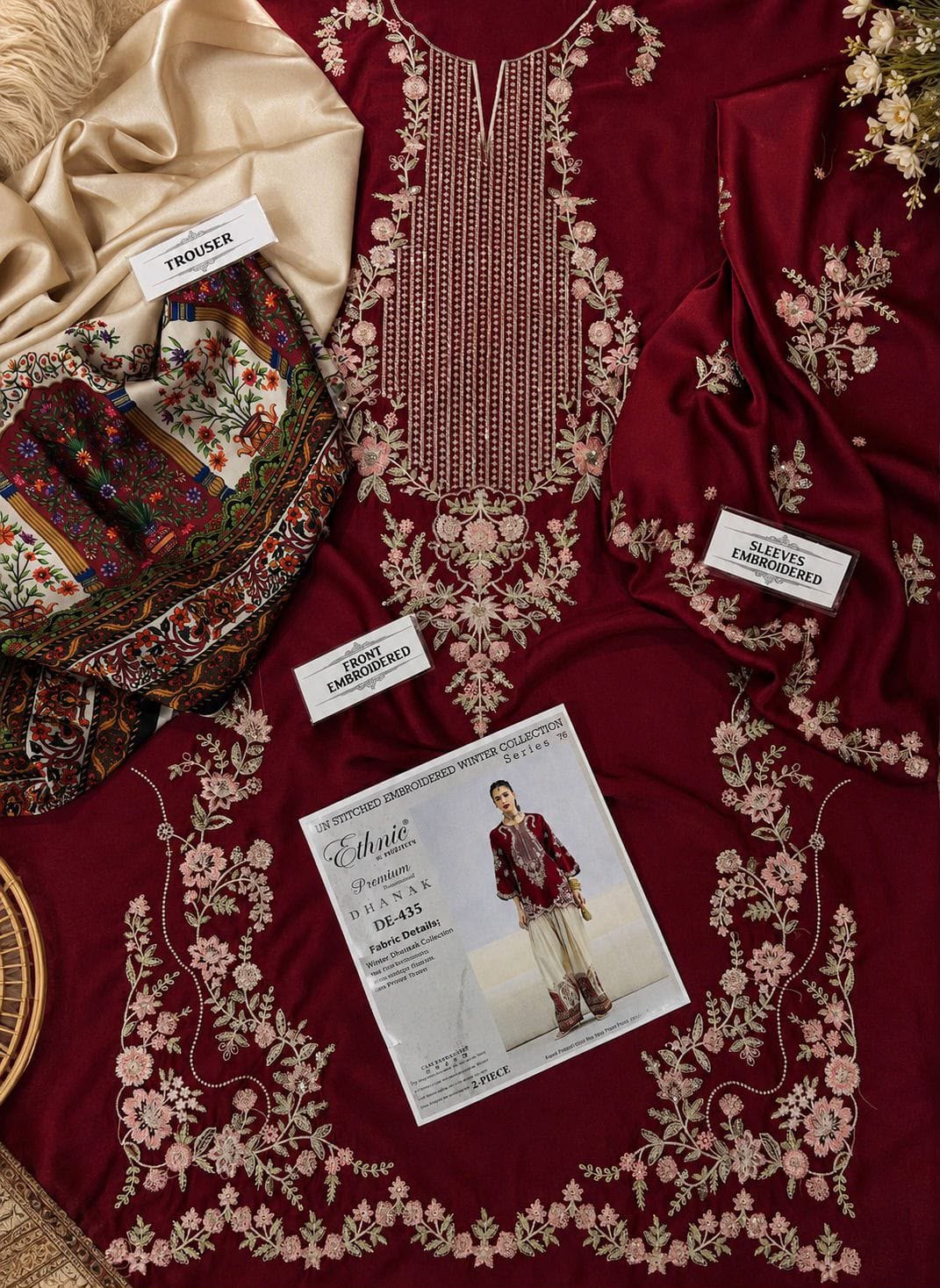 BRAND:*ETHNIC* silk embroidered & sequence luxury unstitched 2pc