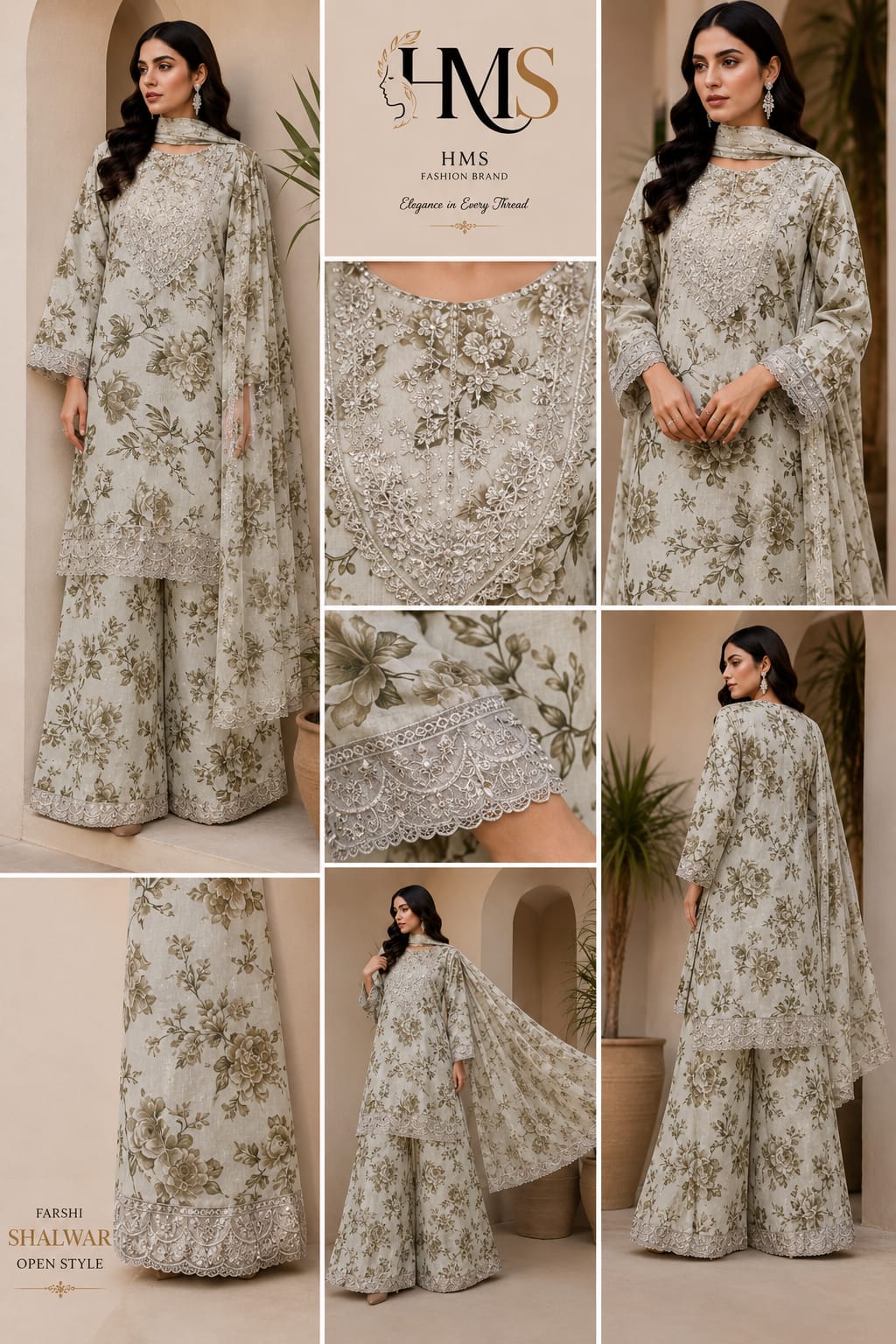 Luxury Ivory Floral 3-Piece Suit