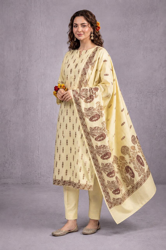 *DHANAK JACQUARD BAROSHA SELF EMBROIDERED UNSTITCHED 3pc*
