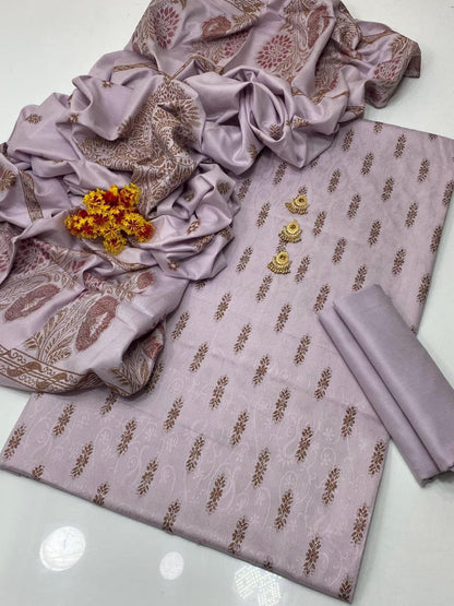 *DHANAK JACQUARD BAROSHA SELF EMBROIDERED UNSTITCHED 3pc*