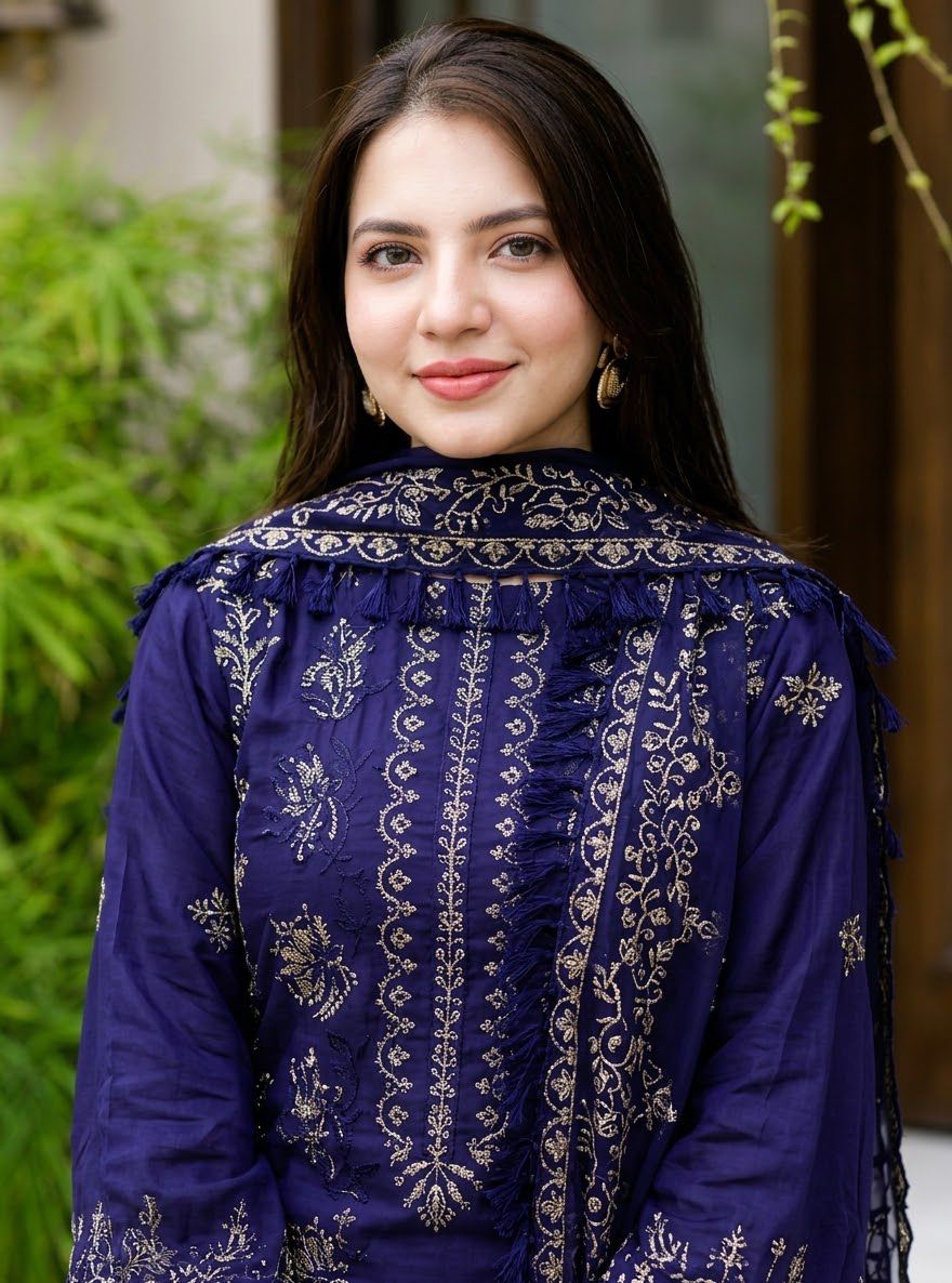 BRAND:*NISA* dhanak embroidered hit code unstiched 3pc