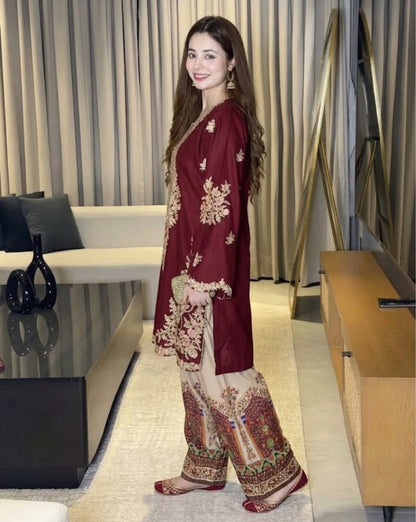 BRAND:*ETHNIC* silk embroidered & sequence luxury unstitched 2pc