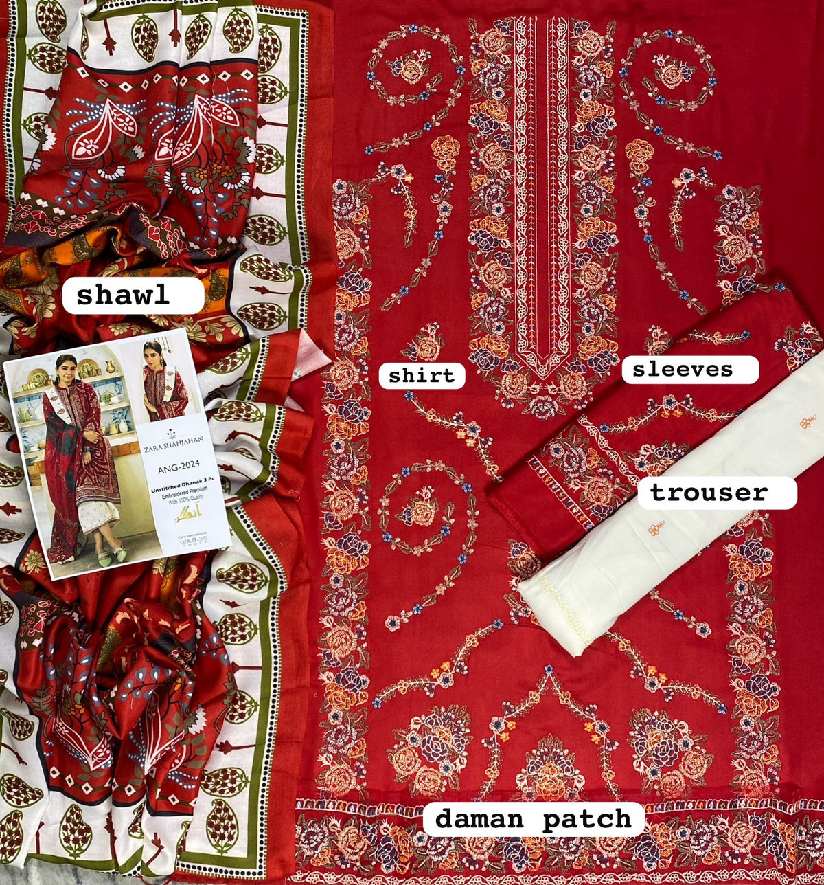 BRAND:*ZARA-SHAHJAHAN* dhanak embroidered luxury unstitched 3pcs
