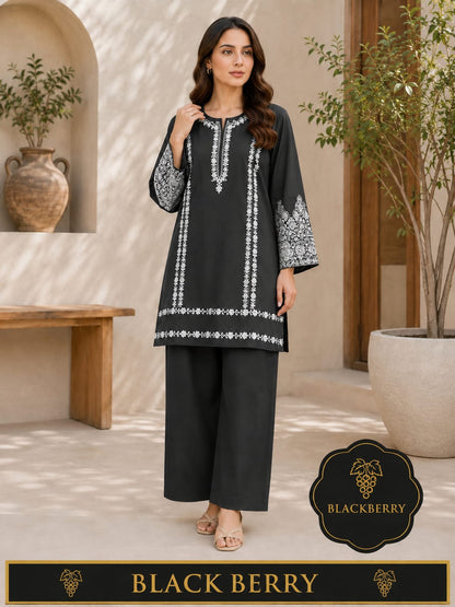 BLACKBERRY Premium  Embroidered 2-Piece Suit for Women