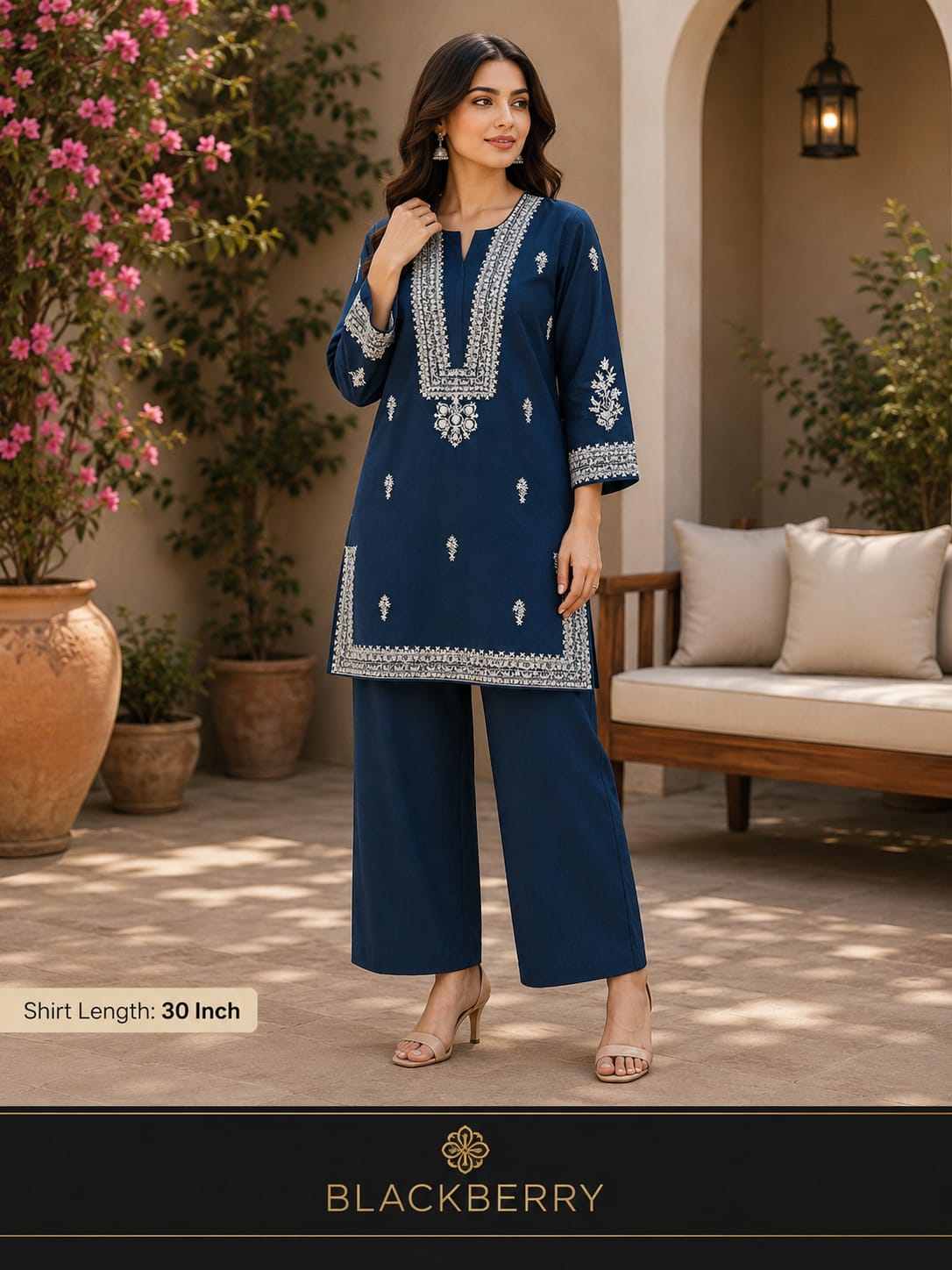 BLACKBERRY Premium  Embroidered 2-Piece Suit for Women