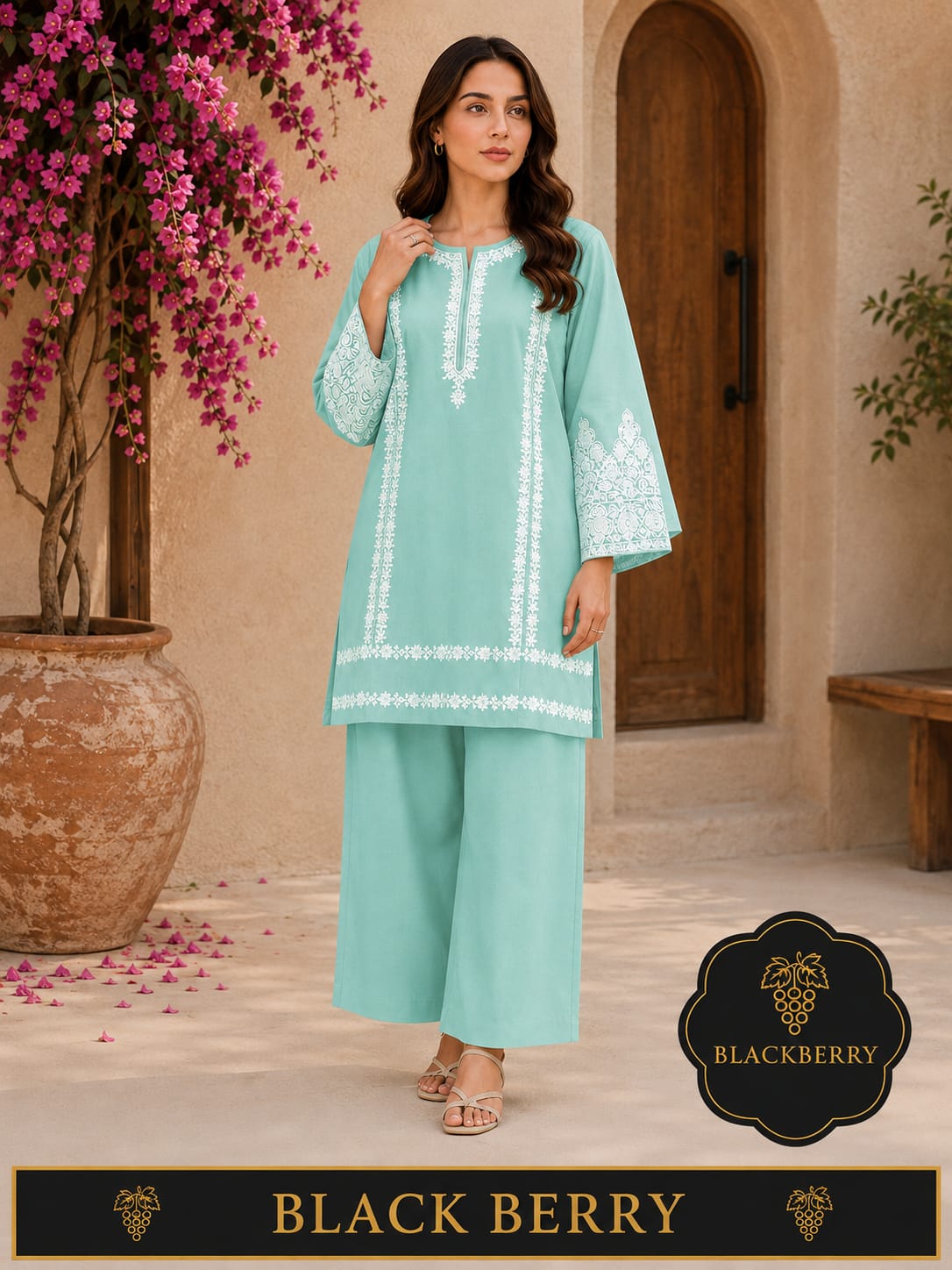 BLACKBERRY Premium  Embroidered 2-Piece Suit for Women