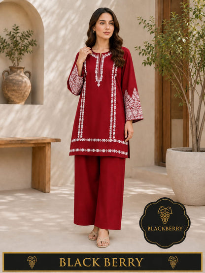 BLACKBERRY Premium  Embroidered 2-Piece Suit for Women