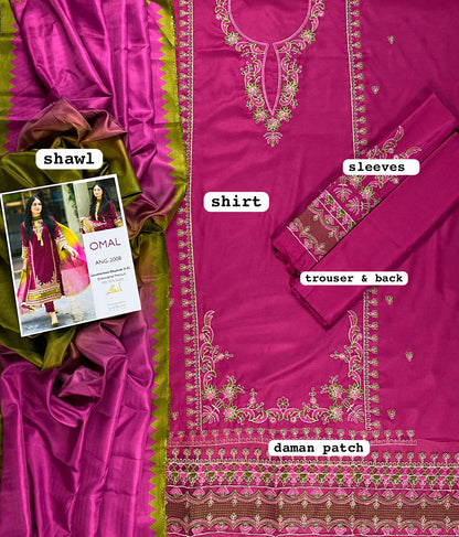 BRAND:*OMAL* dhanak embroidered hit code unstiched 3pcs