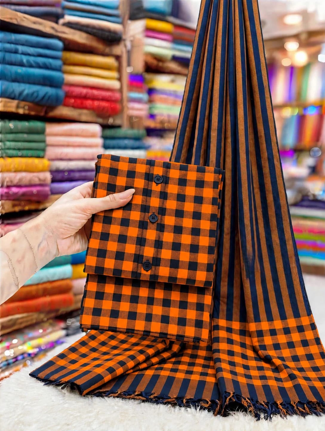 *MULTANI KHADDI MARINA HIT CODE UNSTICHED 3pc*