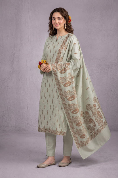 *DHANAK JACQUARD BAROSHA SELF EMBROIDERED UNSTITCHED 3pc*