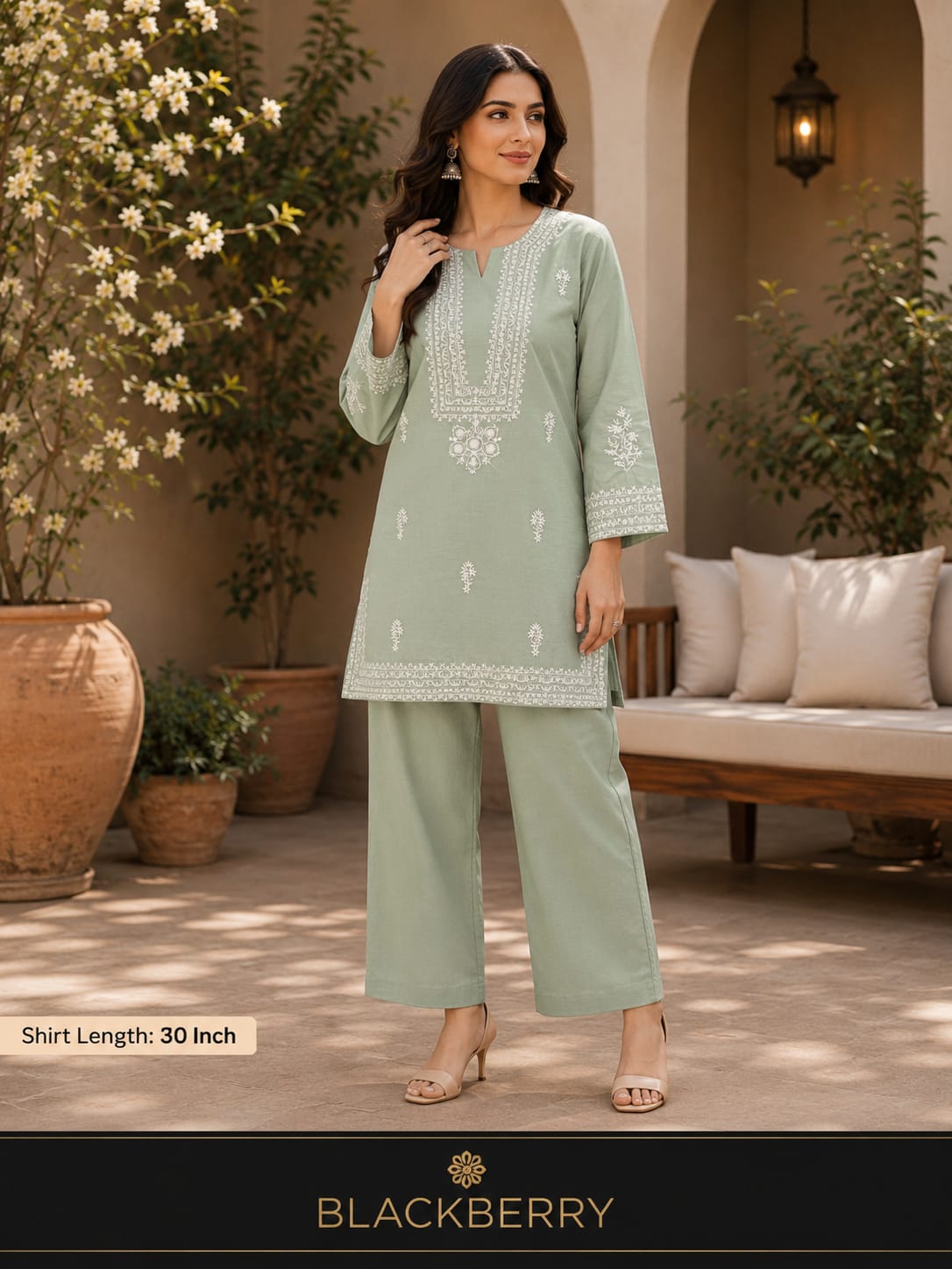 BLACKBERRY Premium  Embroidered 2-Piece Suit for Women