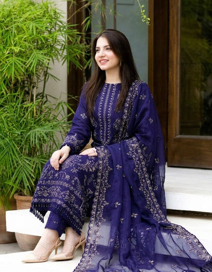 BRAND:*NISA* dhanak embroidered hit code unstiched 3pc